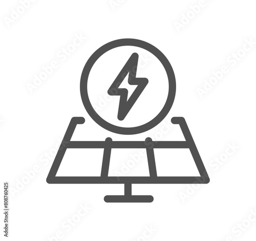 Solar panel related icon outline and linear vector.