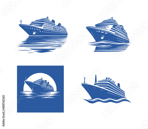 vector set logo of cruise ship (artwork 2)