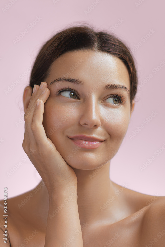 Beauty Woman Photo Touching Her Face with Smooth and Healthy Skin Beauty Woman Photo Touching Her Face with Smooth and Healthy Skin