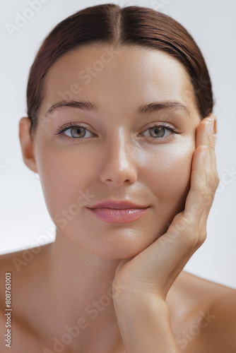 Cosmetics Skin Care Photo, Close-up Woman Perfect Face with Silky Skin