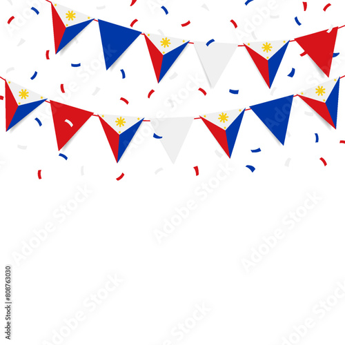 Philippines Independence Day. Garland with flags of the Philippines on a white background. Vector Illustration. 
