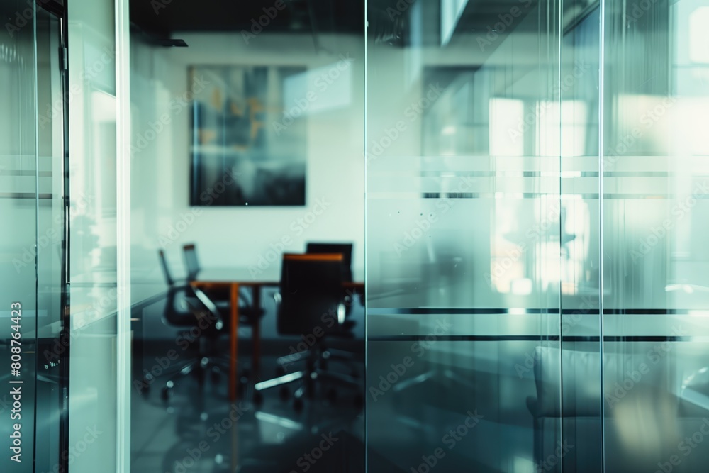Glass Walled Conference Room With Chairs and Tables Glass Walled Conference Room With Chairs and Tables