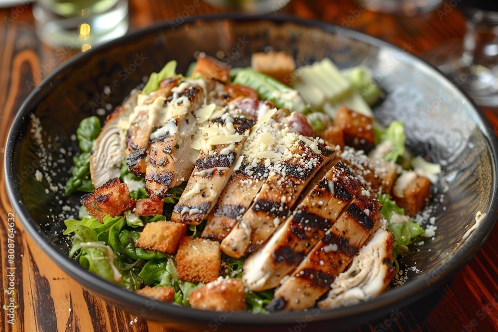 White Bowl Filled With Caesar Salad and Dressing White Bowl Filled With Caesar Salad and Dressing