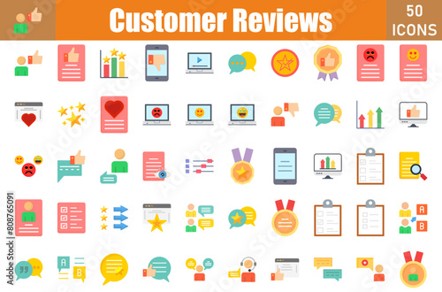 Customer Reviews 50 web icons in flat style © Pexelpy