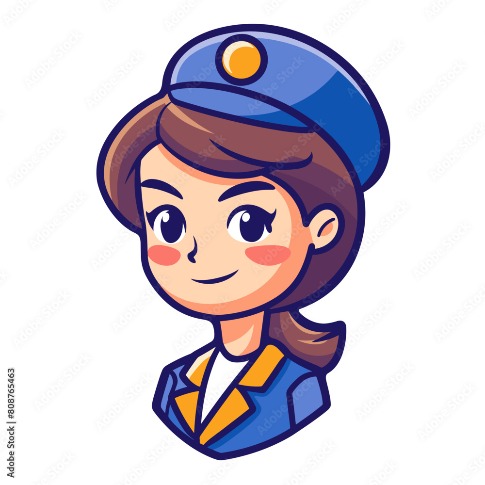 vector drawing of a girl stewardess on a white background. Generative AI vector drawing of a girl stewardess on a white background. Generative AI