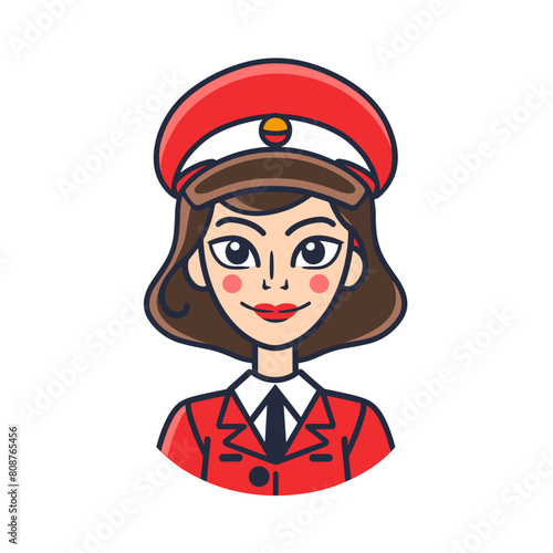 vector drawing of a girl stewardess on a white background. Generative AI