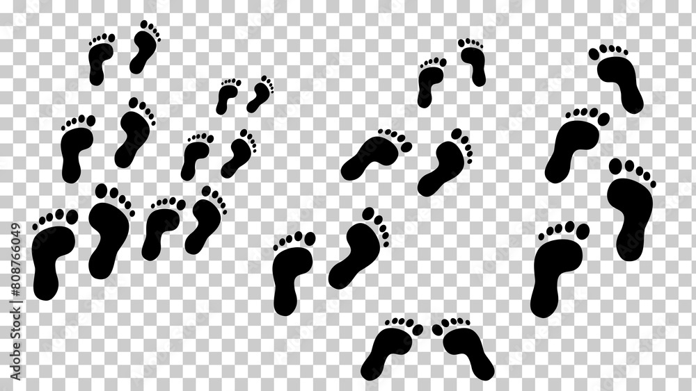 Footprint vector icon isolated on transparent background. Foot print icon. Black silhouette of footprint. Human footprint track. Footprint clip art.
Footprint vector icon isolated on transparent background. Foot print icon. Black silhouette of footprint. Human footprint track. Footprint clip art.