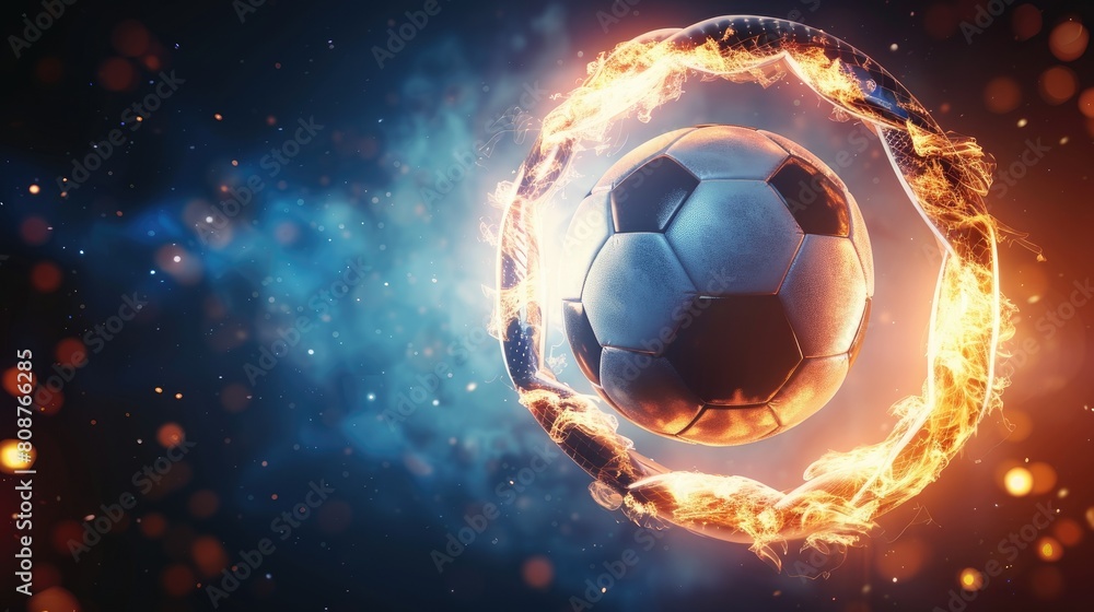 Naklejka premium football soccer ball. Sport poster infinity concept background