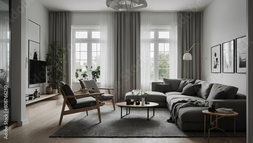 Home interior design of modern living room photo