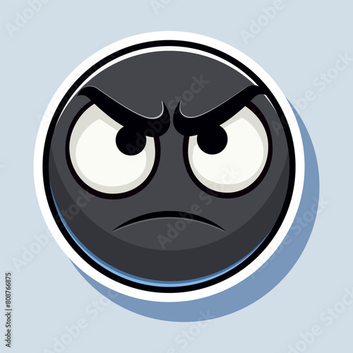 Angry hockey puck cartoon character, vector illustration on a light blue background, concept of competitive sports. Vector illustration