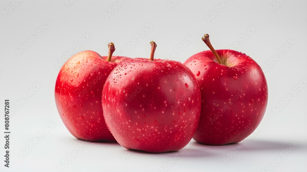 Close up of fresh Red Apples on a white Background