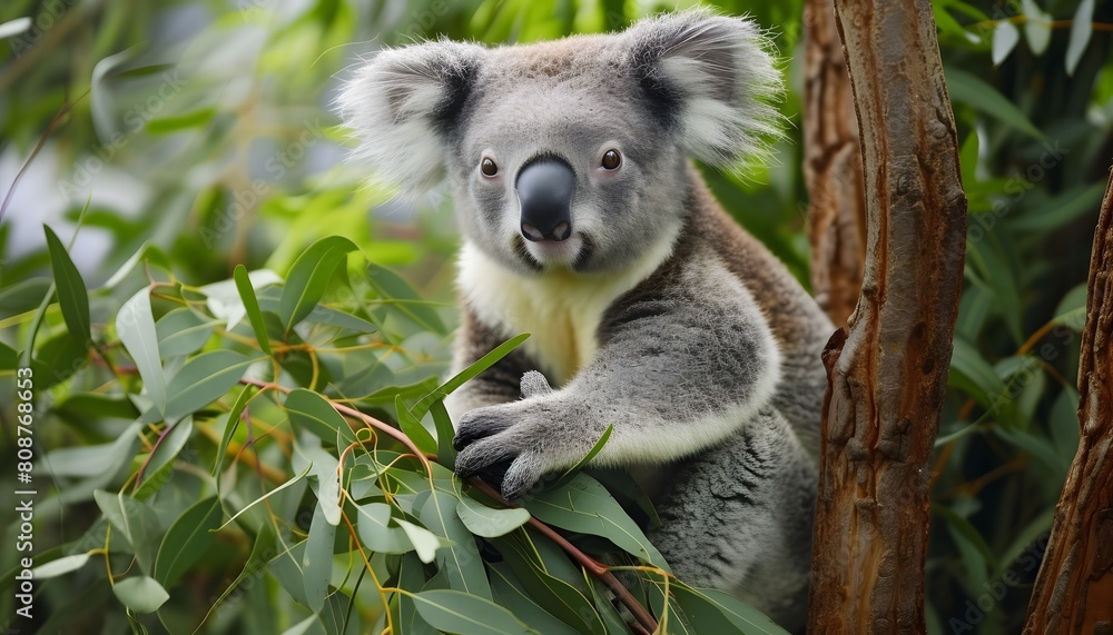 Fototapeta premium Adorable Koala Clinging to Tree