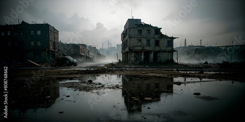 ruin city ,foggy town ,world apocalypse