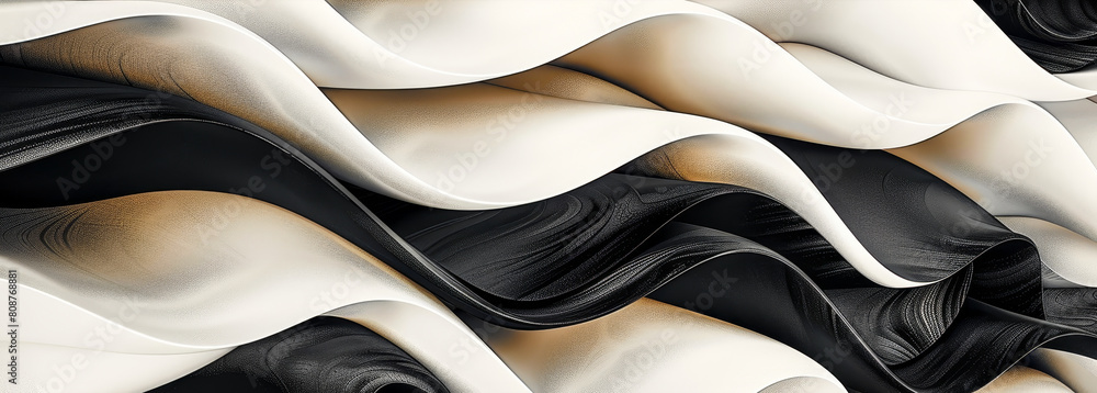 Obraz premium Retro Organic Abstract Background Black White Vintage Texture Pattern Design Wallpaper Minimalist Circles Shapes Curves Aesthetic