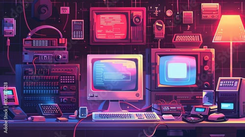 tepping into a nostalgic digital realm reminiscent of the 90s, where retro vaporwave aesthetics reign supreme and old-school computer UI elements transport you back in time.