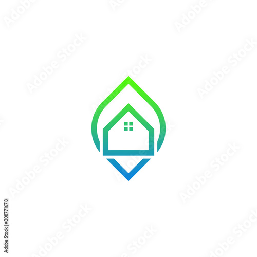 Home leaf or green house vector icon, eco home simple icon.