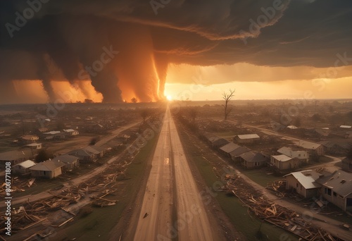 Whirlwind background: tornado rips up the earth. © Jane