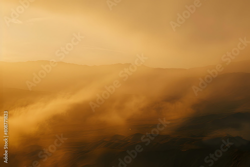 Golden hour fog over mountain ridges