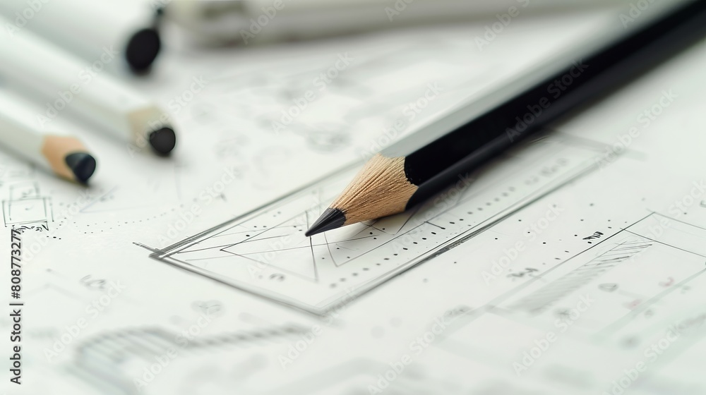 a graphic design concept taking shape on a piece of paper, brought to life through the delicate strokes of a pencil and the careful precision of an eraser. a graphic design concept taking shape on a piece of paper, brought to life through the delicate strokes of a pencil and the careful precision of an eraser.