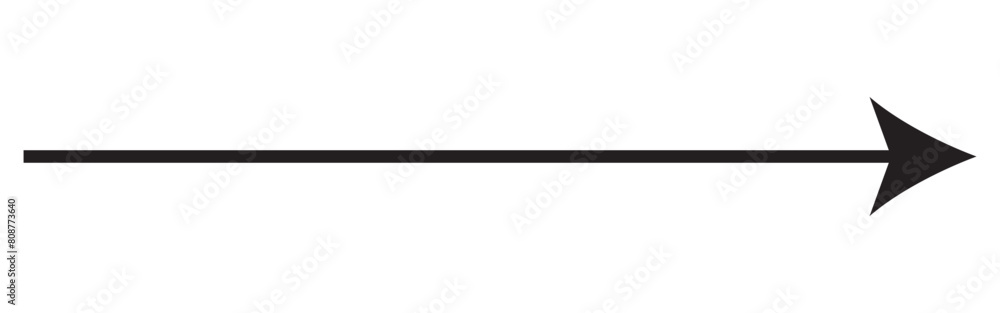 Straight long arrow, left thin line, black cursor, horizontal element, thick pointer vector icon isolated on white background. Simple illustration Straight long arrow, left thin line, black cursor, horizontal element, thick pointer vector icon isolated on white background. Simple illustration
