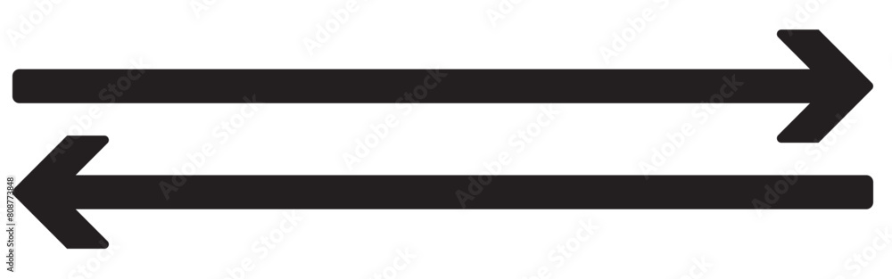 Horizontal dual thin long straight double ended arrow. Contour isolated vector image on white background. Horizontal dual thin long straight double ended arrow. Contour isolated vector image on white background.