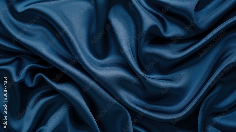 Dark blue silk satin. Soft folds. Fabric. Navy blue luxury background. Space for design.Wavy lines.Banner. Wide.Long. Flat lay, top view table. Beautiful. Elegant. Birthday, Christmas, Valentine's Day Dark blue silk satin. Soft folds. Fabric. Navy blue luxury background. Space for design.Wavy lines.Banner. Wide.Long. Flat lay, top view table. Beautiful. Elegant. Birthday, Christmas, Valentine's Day