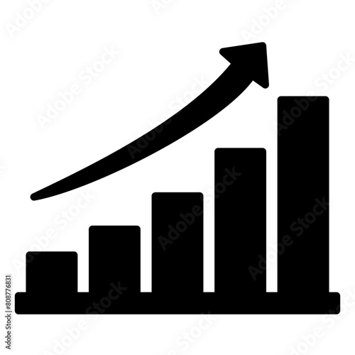 Business growth icon with bar chart and arrow