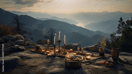 Sacred mountaintop retreat for Greek mystics altars incense