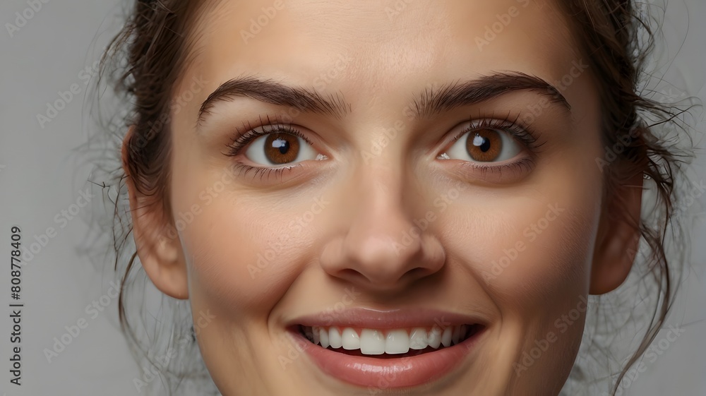 close up of happy and smiling woman, young girl face with clean teeth, skincare close up of happy and smiling woman, young girl face with clean teeth, skincare
