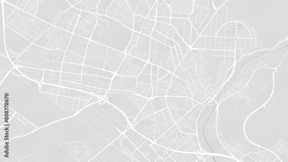 Background Karaj map, Iran, white and light grey city poster. Vector map with roads and water. Background Karaj map, Iran, white and light grey city poster. Vector map with roads and water.