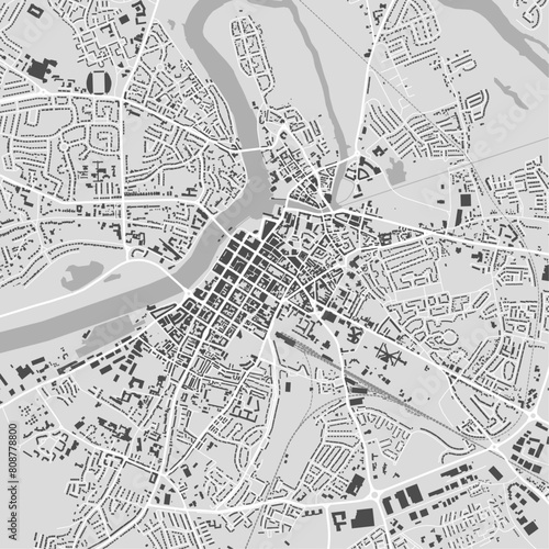 Limerick map, Ireland. Grayscale city map, vector streetmap.