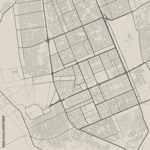 Najaf map, city in Iraq. Streetmap municipal area.