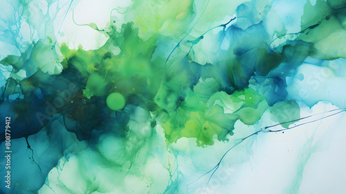 watercolor painting of green and blue nature poster background