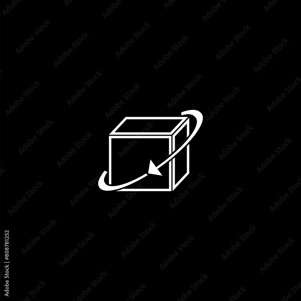 Cargo box with arrows solid icon isolated on black background Cargo box with arrows solid icon isolated on black background