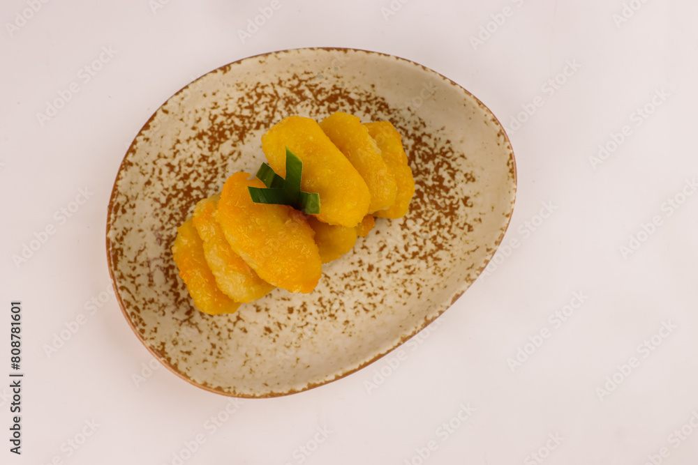 Thai Jackfruit Seed Dessert or Khanom Med Khanom or Golden Jackfruit Seed.