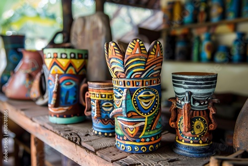 Wooden Shelf Filled With Vases