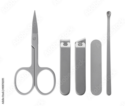 manicure set kit in case, isolated. Manicure accessories. Tools of manicure set isolated on white background. Set of manicure and pedicure tools.	
