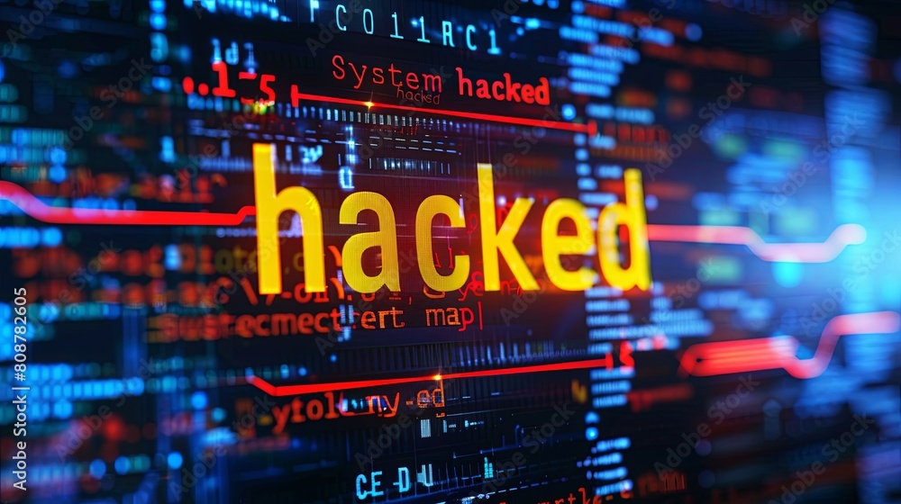 Hacker attack on computer screen. Cyber attack concept. 3D Rendering Hacker attack on computer screen. Cyber attack concept. 3D Rendering