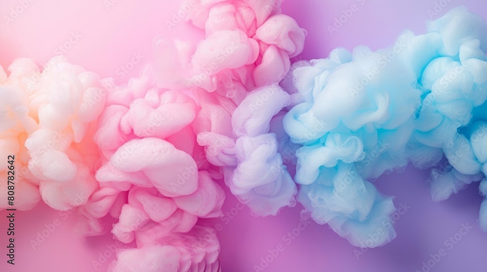 Fototapeta premium Colorful pastel pink blue purple cotton candy background banner,