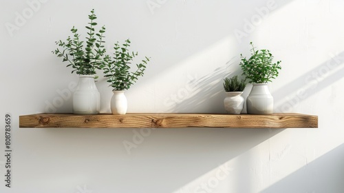minimalist storage solution, minimalist storage solution: floating wooden shelves on a plain white wall, perfect for a modern touch to any space