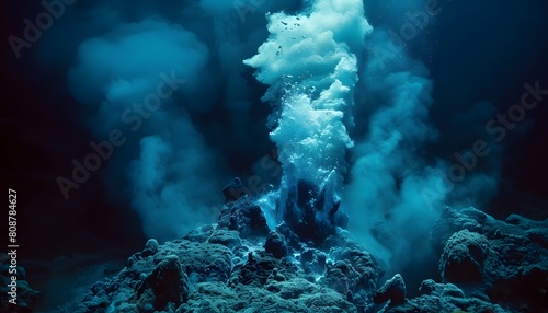 Underwater Volcanic Eruption with Smoke Plume photo