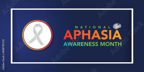 National Aphasia awareness month is observed every year in June, it is a condition that robs the ability to communicate and can affect the ability to speak, write and understand language. Vector art.