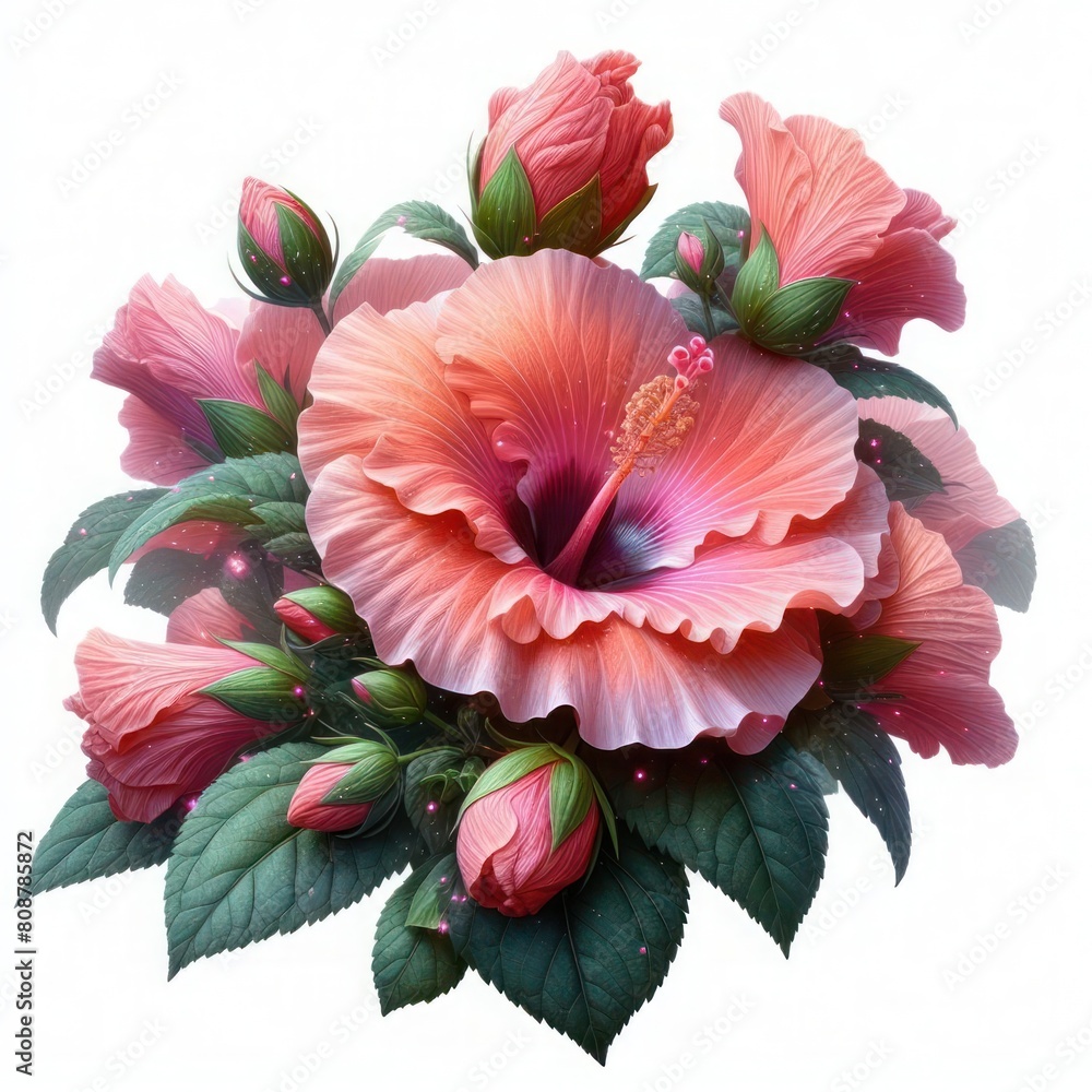 A magical beautiful Midnight tryst hibiscus with moon in the First bloom of the year on white background A magical beautiful Midnight tryst hibiscus with moon in the First bloom of the year on white background