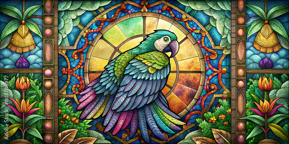Stained Glass Beautiful Parrot Art