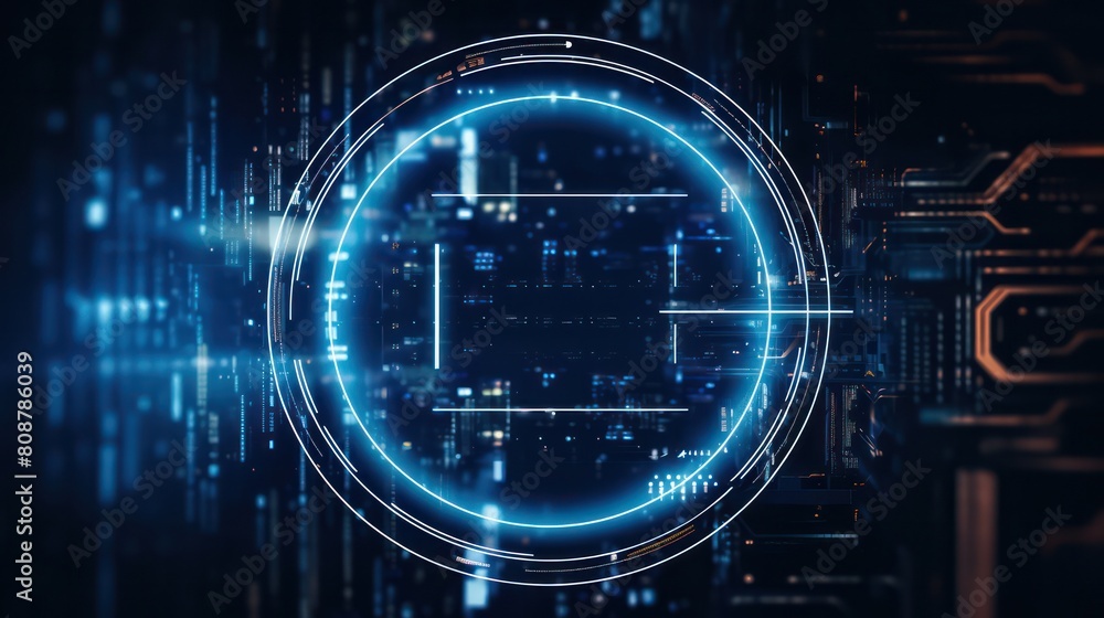 Circular interface, futuristic technology background. Circular interface, futuristic technology background.