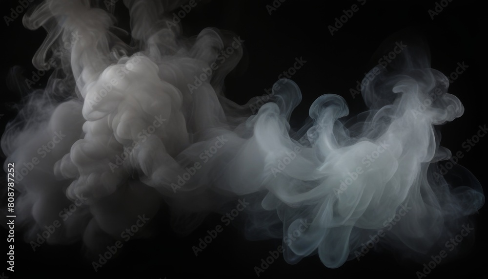 Fototapeta premium Abstract smoke misty fog on isolated black background