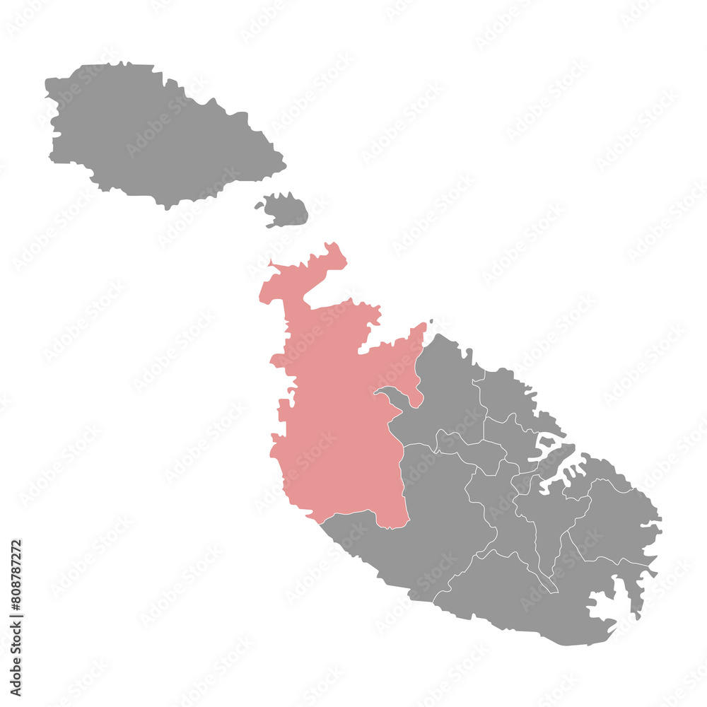 District 12 map, administrative division of Malta. Vector illustration.