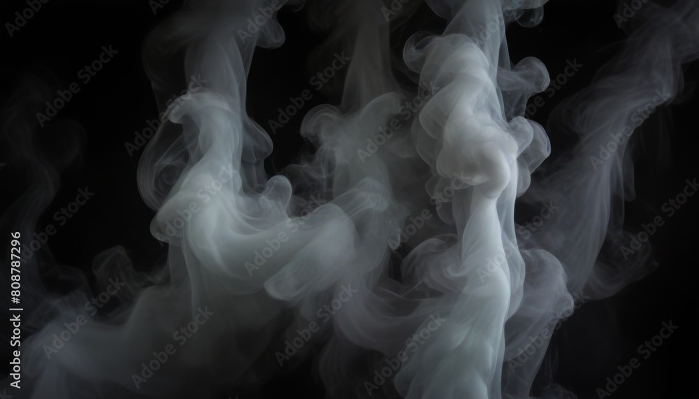 Abstract smoke misty fog on isolated black background