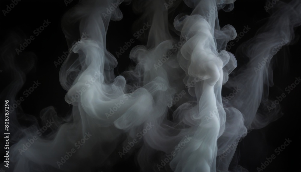 Fototapeta premium Abstract smoke misty fog on isolated black background