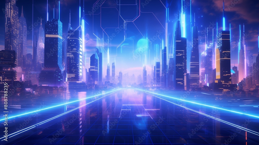 A futuristic pop landscape design with sleek, metallic structures rising from a technicolor cityscape A futuristic pop landscape design with sleek, metallic structures rising from a technicolor cityscape